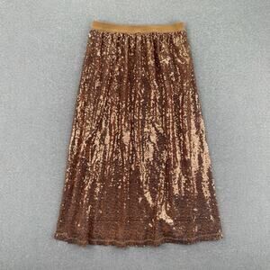 DR2 Daniel Rainn Skirt Size S Bronze Sequin Midi Maxi Lined PullOn Party Glam